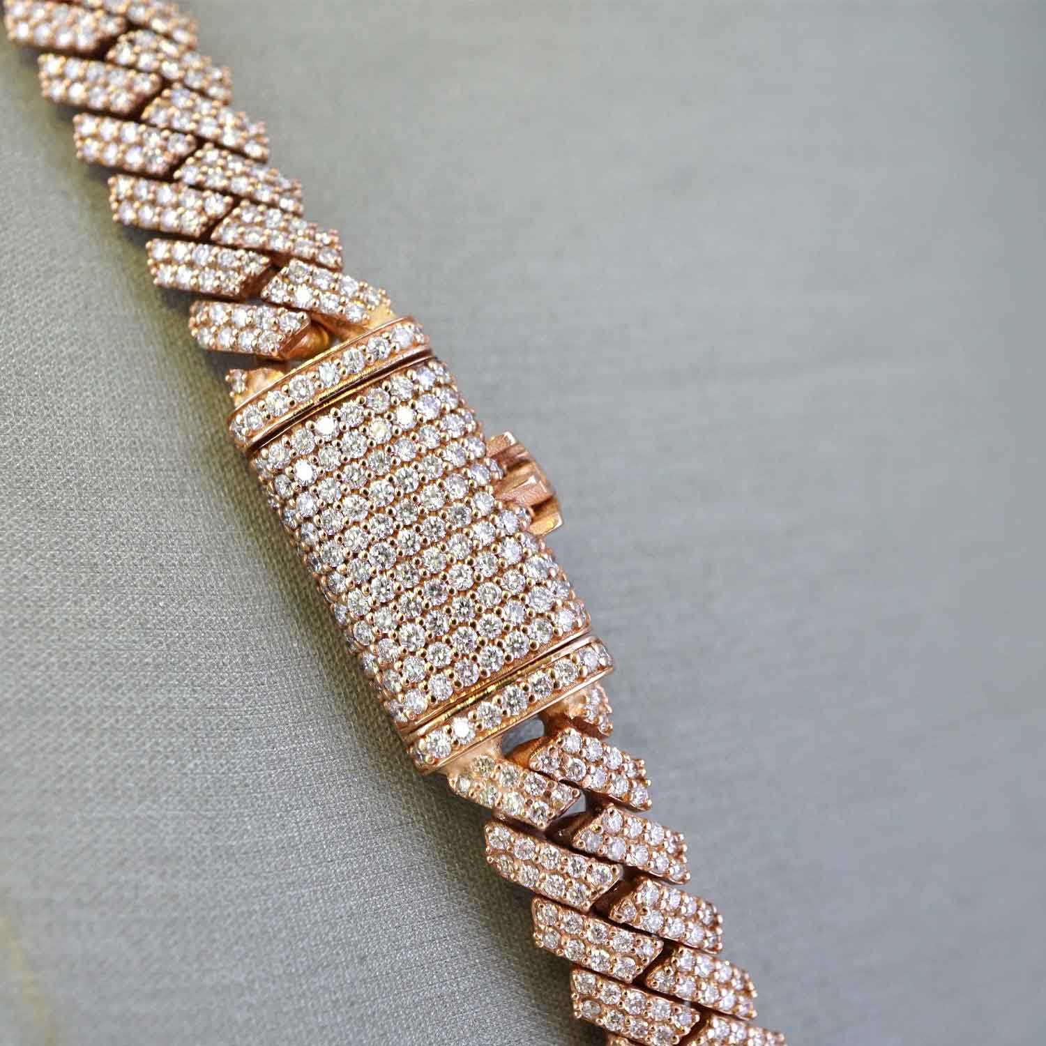 10K Rose Gold Full Diamond Prong Setting Chain image 3