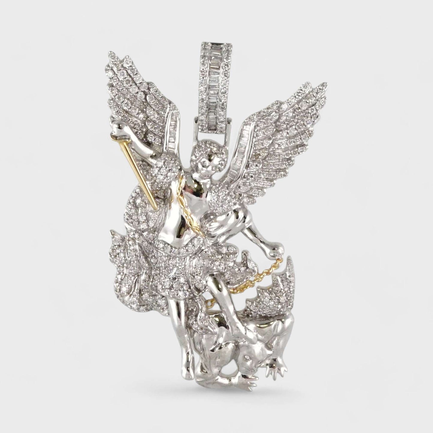 14k White Gold Diamond Arcangel Pendant image 0