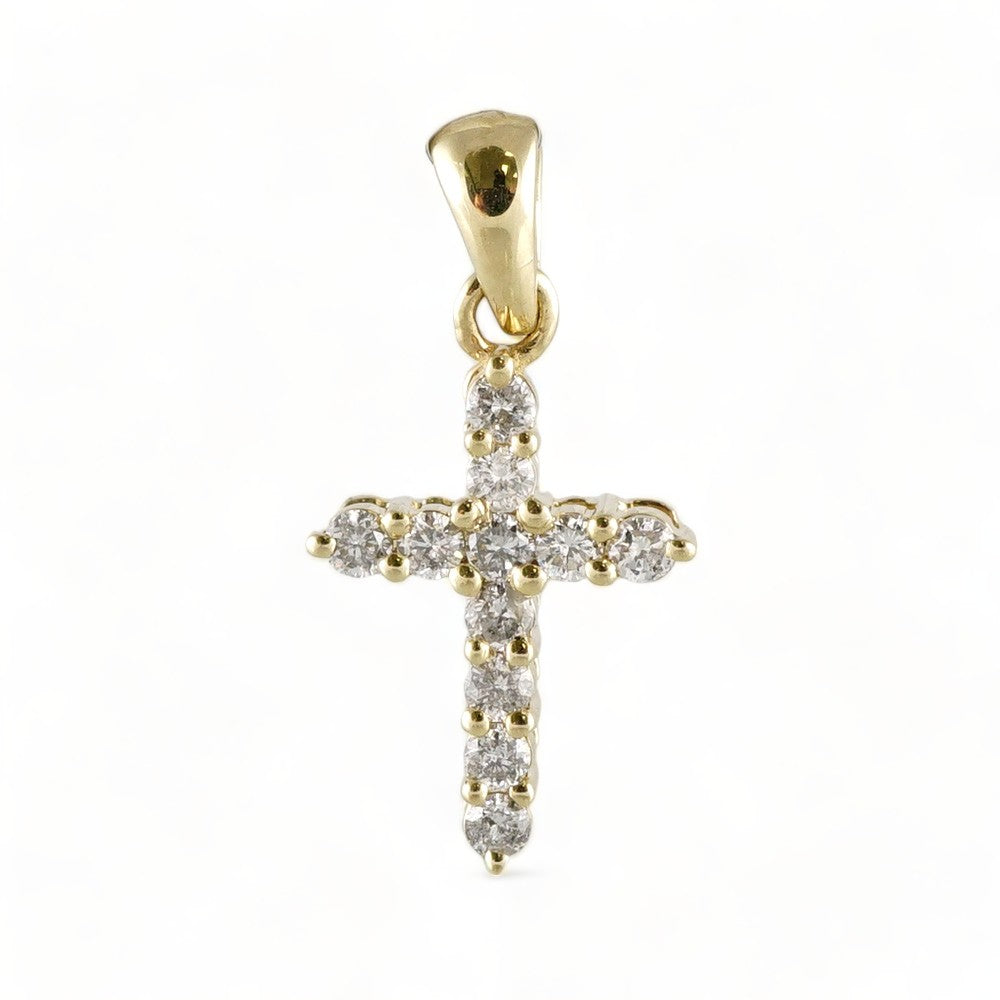 14k Yellow Gold Diamond Cross Pendant image 0