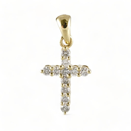 14k Yellow Gold Diamond Cross Pendant image 0