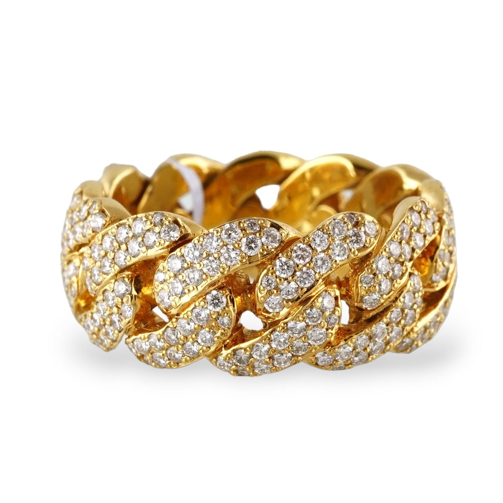 14K Yellow Gold Diamond Cuban Ring image 1