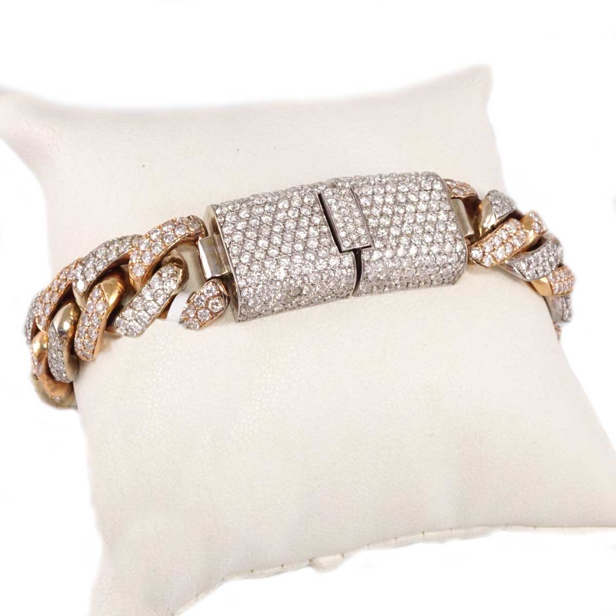 14k Gold Diamond Two Colors Cuban Link Bracelet image 1