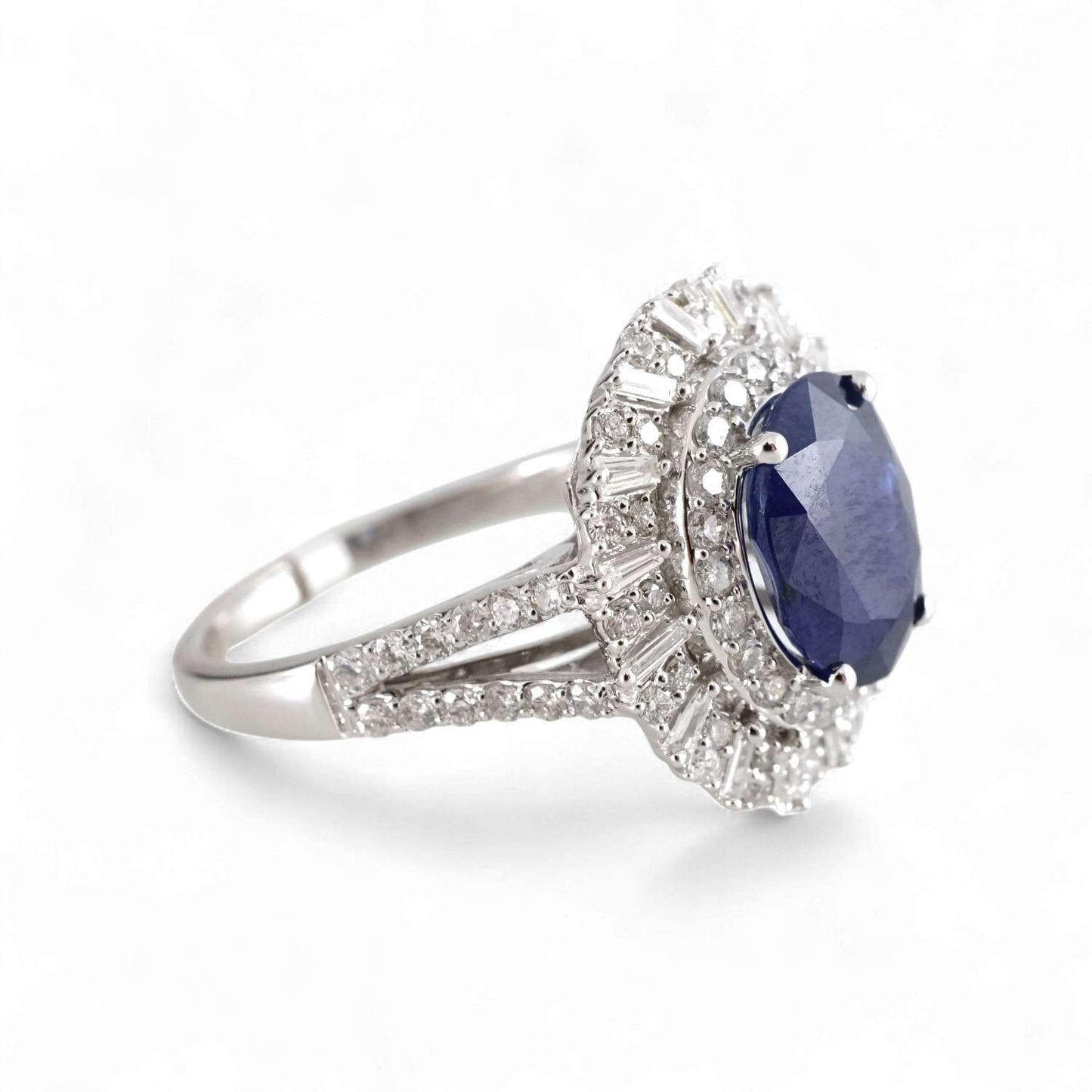 14k White Gold Sapphire Stone Ring image 2