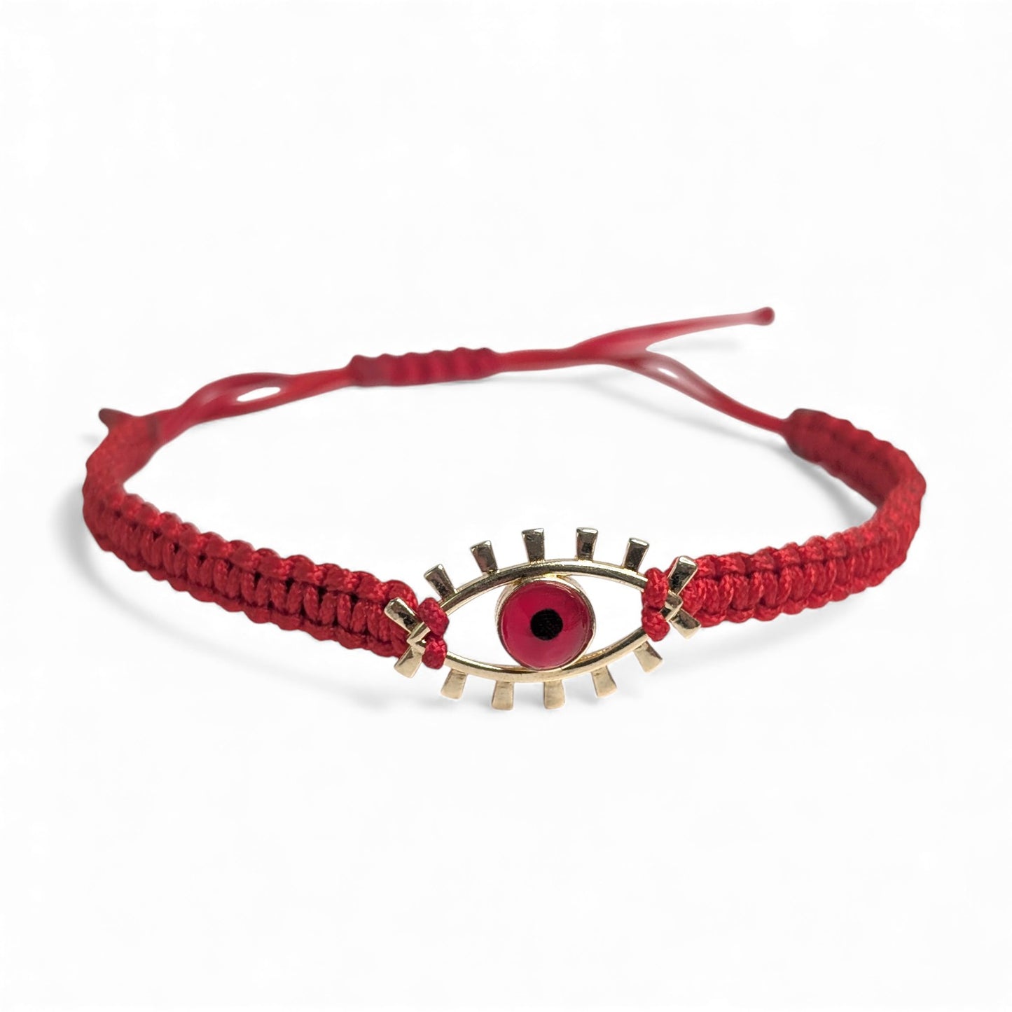 14k Yellow Gold Diamond Evil Eye Thread Bracelet