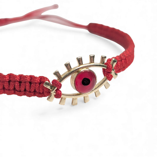 14k Yellow Gold Diamond Evil Eye Thread Bracelet