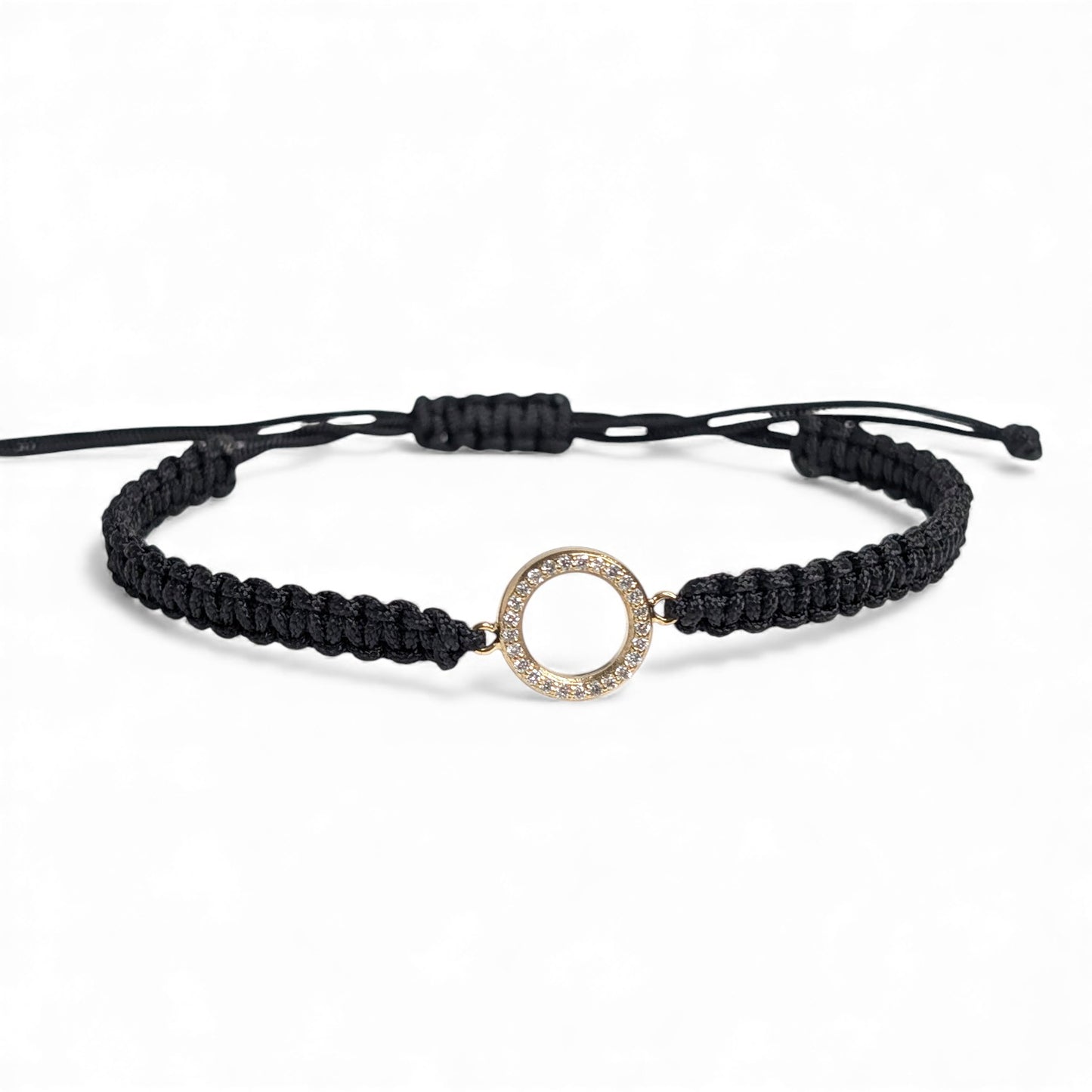 14k Yellow Gold Diamond Round Thread Bracelet