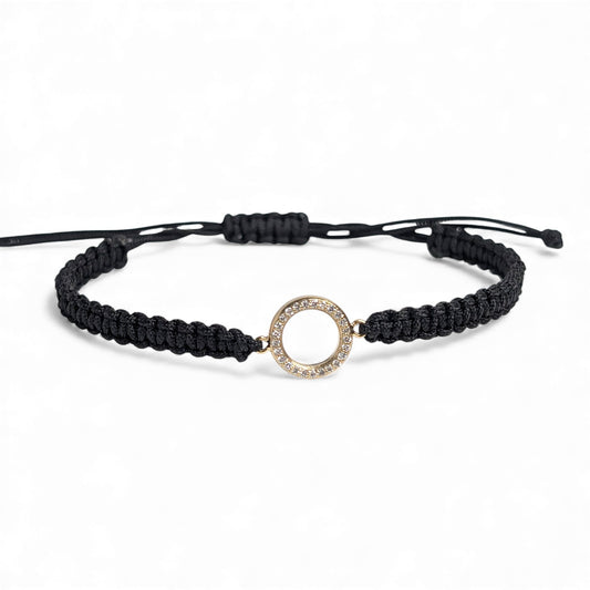 14k Yellow Gold Diamond Round Thread Bracelet