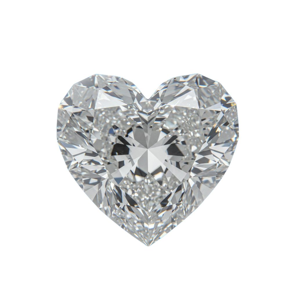 Heart-shaped diamond on a white background