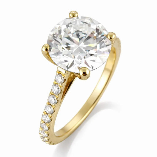 14k Yellow Gold LAB Diamond Round Ring