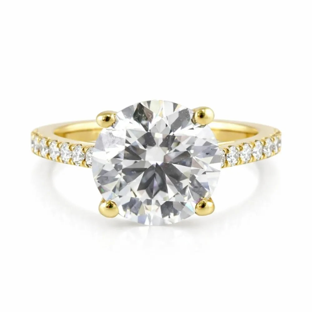 14k Yellow Gold LAB Diamond Round Ring