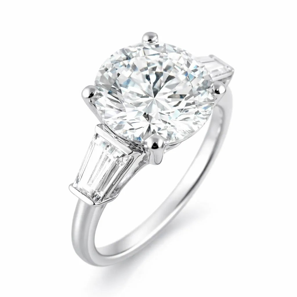 14k White Gold LAB Diamond Round Ring