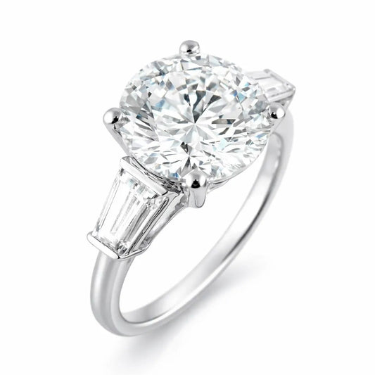 14k White Gold LAB Diamond Round Ring