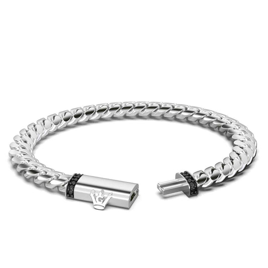 14k Yellow Gold Cuban Link Bracelet with Black Diamonds