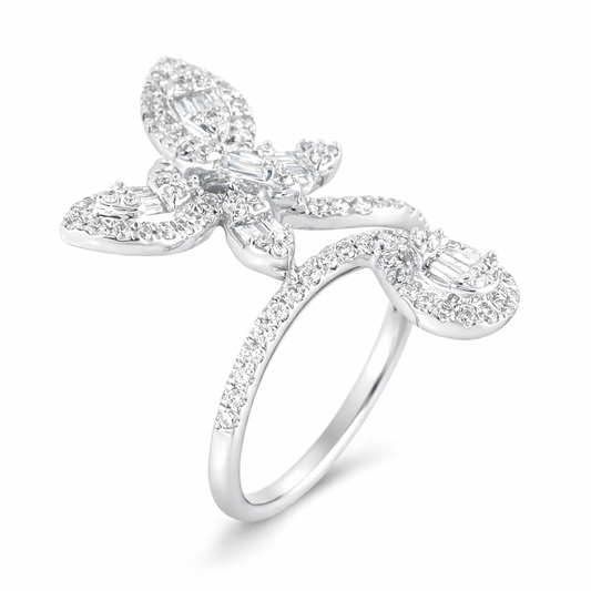 14k White Gold Diamond Butterfly Ring