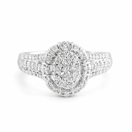 10k White Gold Diamond Round Ring