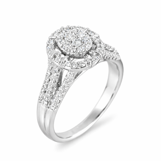 10k White Gold Diamond Round Ring