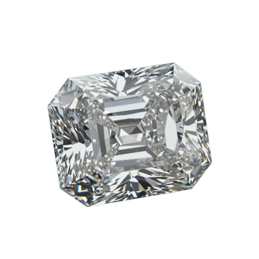 Radiant cut diamond on a white background