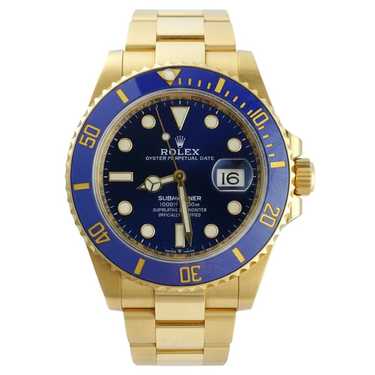 Rolex Submariner Date Blue Dial Gold 40mm - Pre-Owned