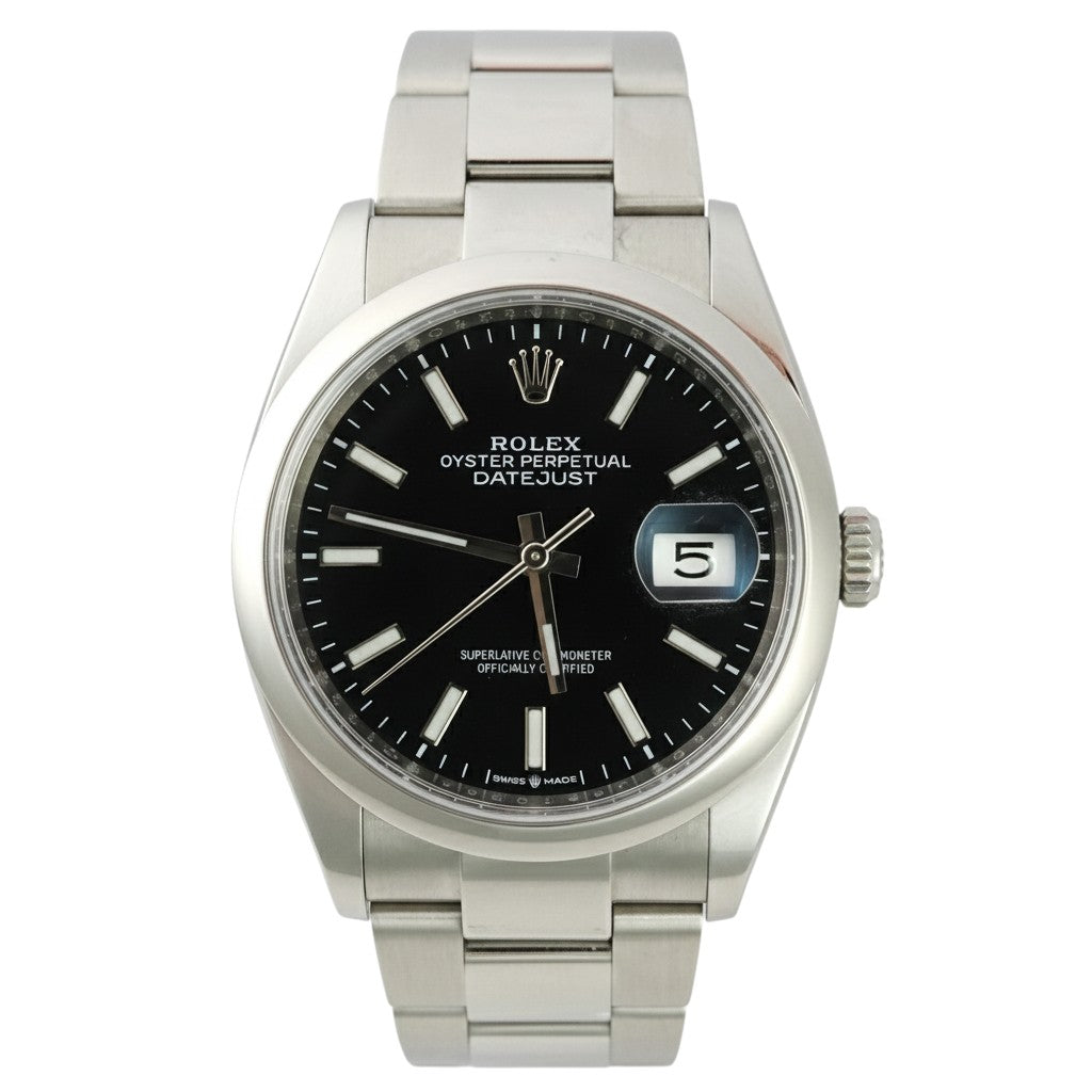 Rolex Datejust Black Baton Dial 36mm - Pre-Owned