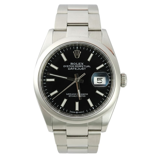 Rolex Datejust Black Baton Dial 36mm - Pre-Owned