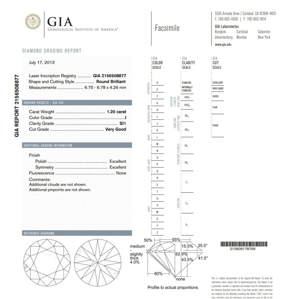 1.20 Carat Round Brilliant Natural Diamond