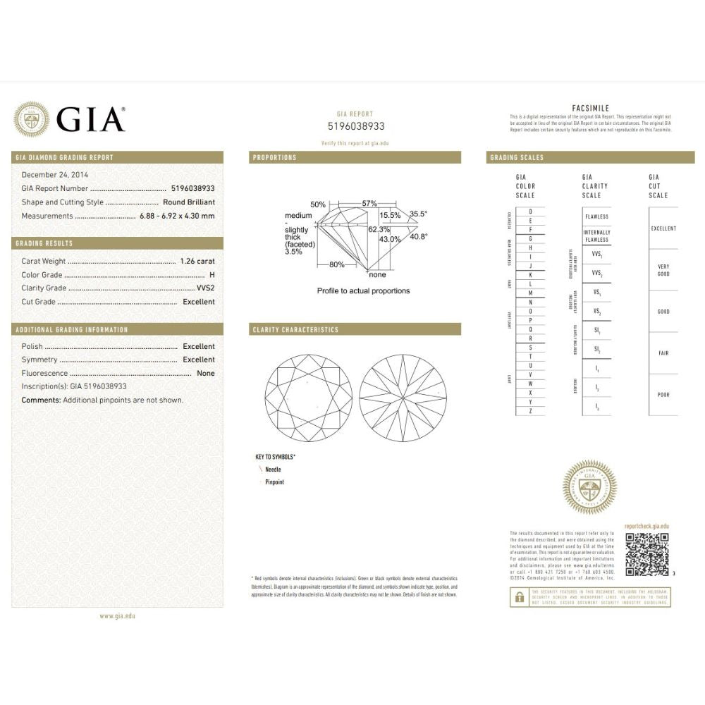 1.26 Carat Round Brilliant Natural Diamond