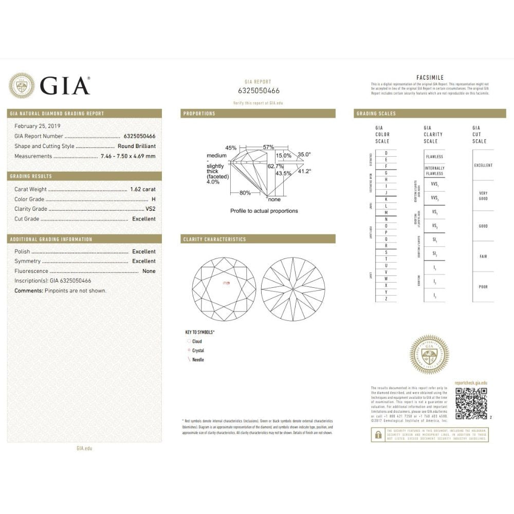1.62 Carat Round Brilliant Natural Diamond