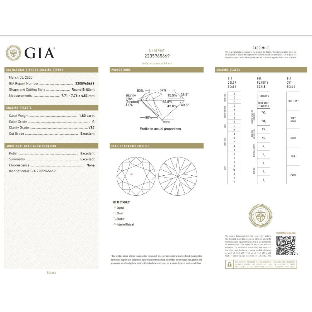 1.80 Carat Round Brilliant Natural Diamond