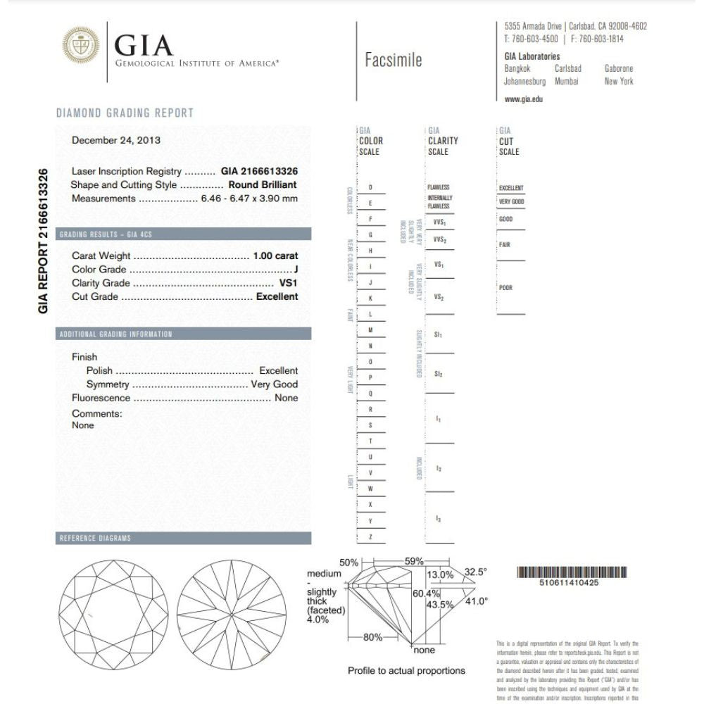 1.00 Carat Round Brilliant Natural Diamond