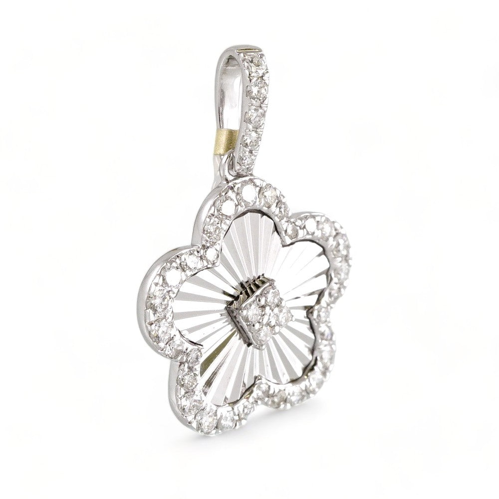10k White Gold Diamond Clover Charm image 1