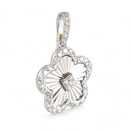 10k White Gold Diamond Clover Charm image 1