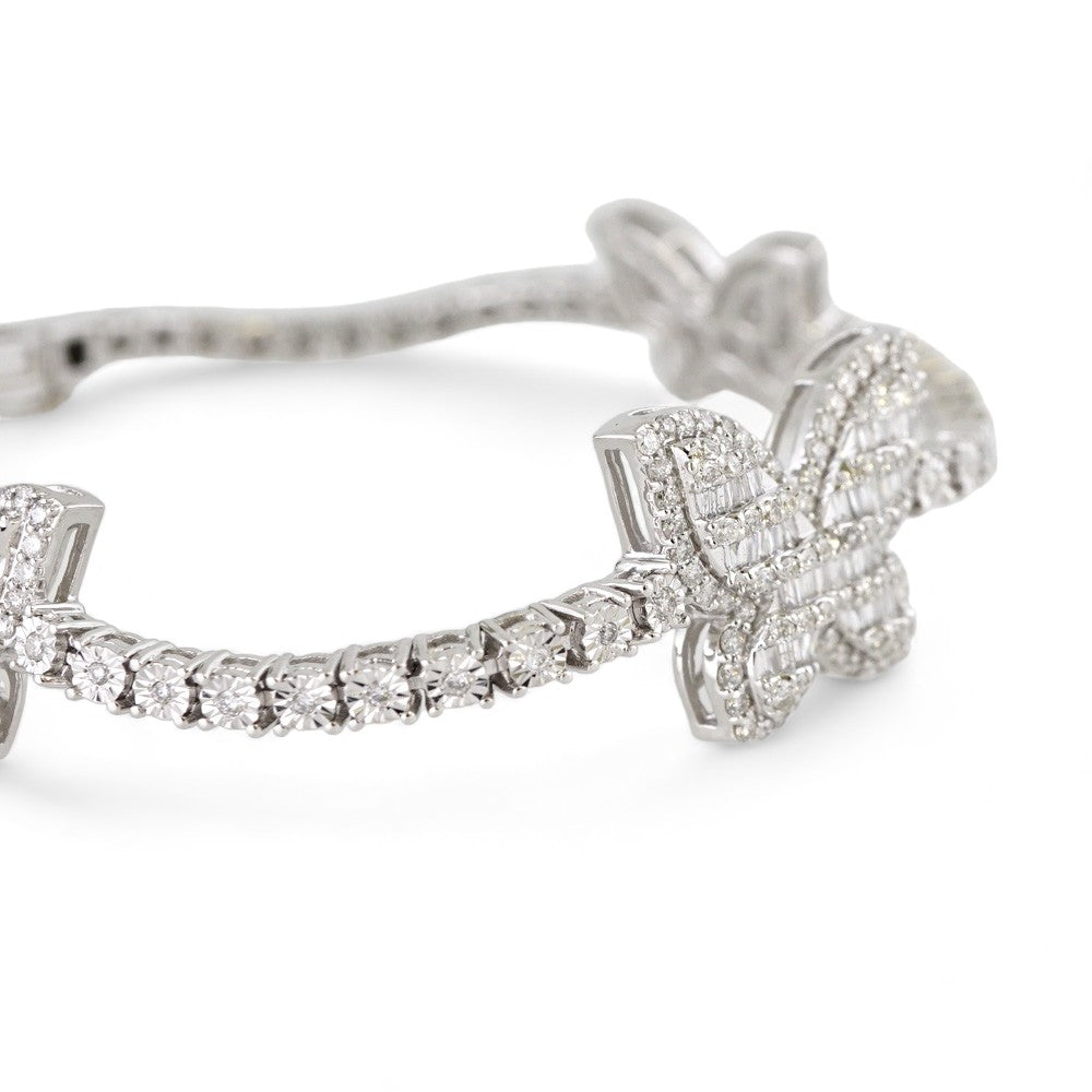 10k White Gold Diamond Butterfly Bracelet image 1