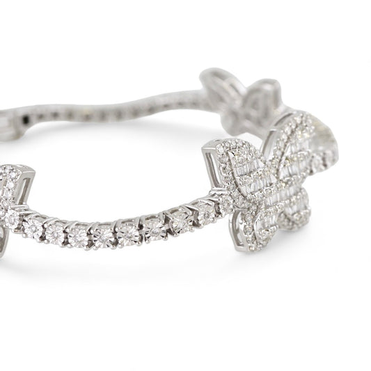 10k White Gold Diamond Butterfly Bracelet image 1