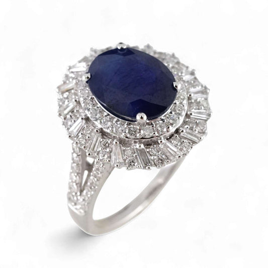 14k White Gold Sapphire Stone Ring image 0