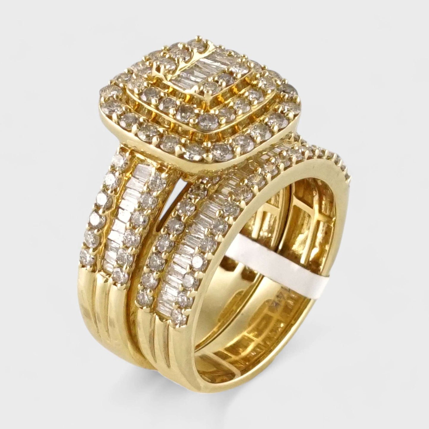 14k Yellow Gold Diamond Step Square Pyramid Ring image 0