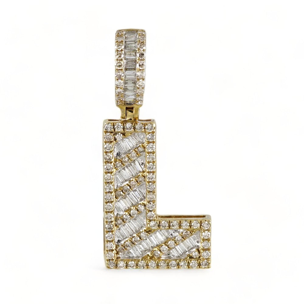 10k Yellow Gold Diamond "L" Initial Pendant image 0