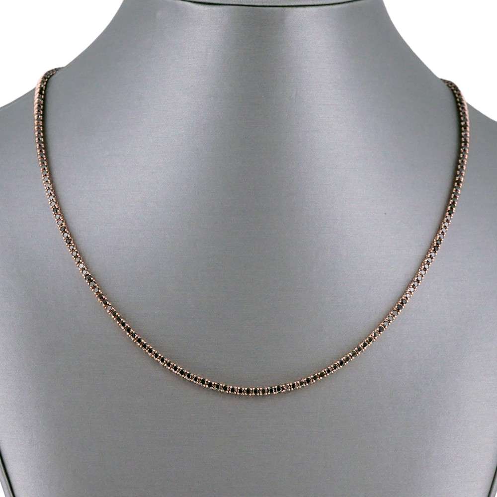 14k Rose Gold Black Diamond Tennis Chain image 0