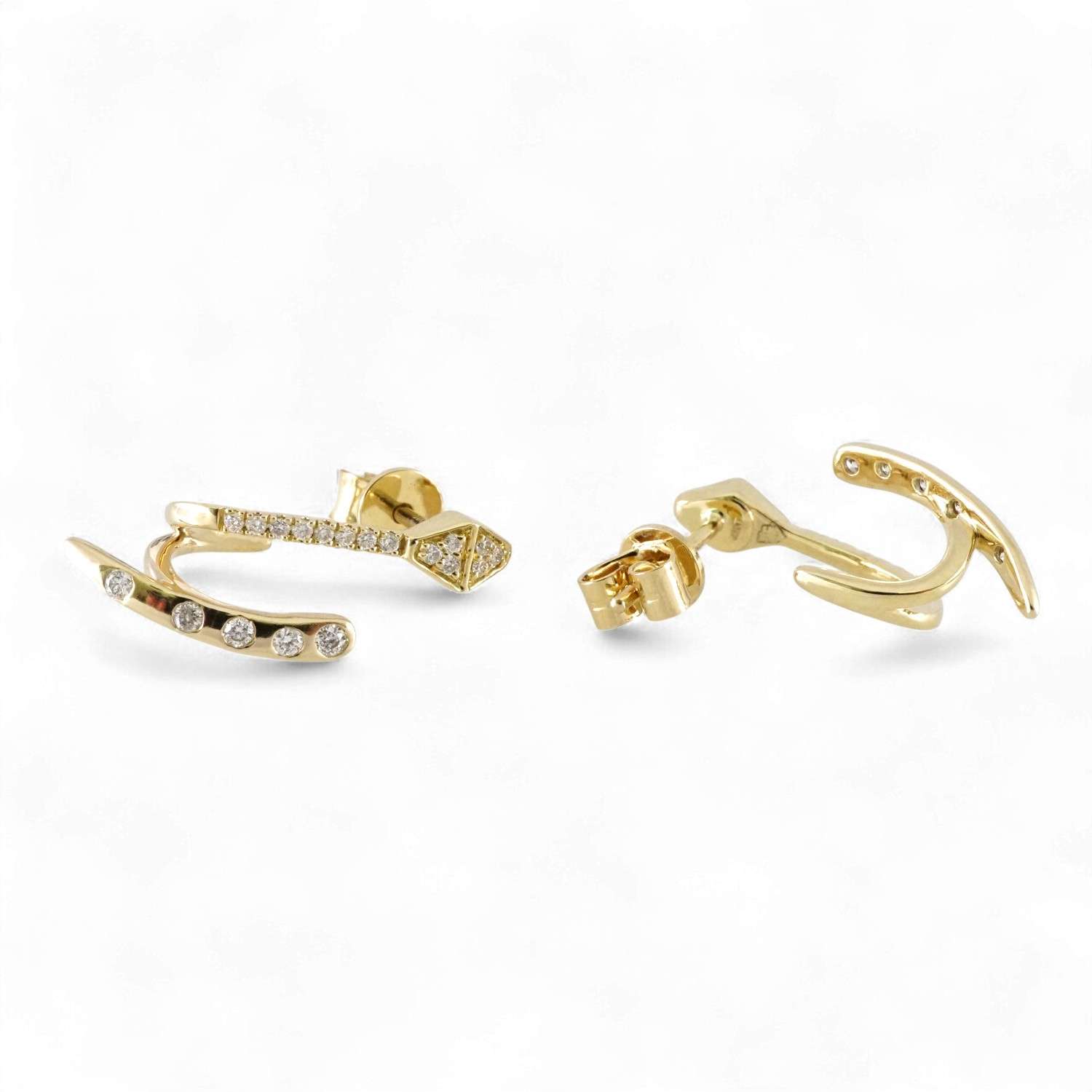 14k Yellow Gold Diamond Design Earring image 2