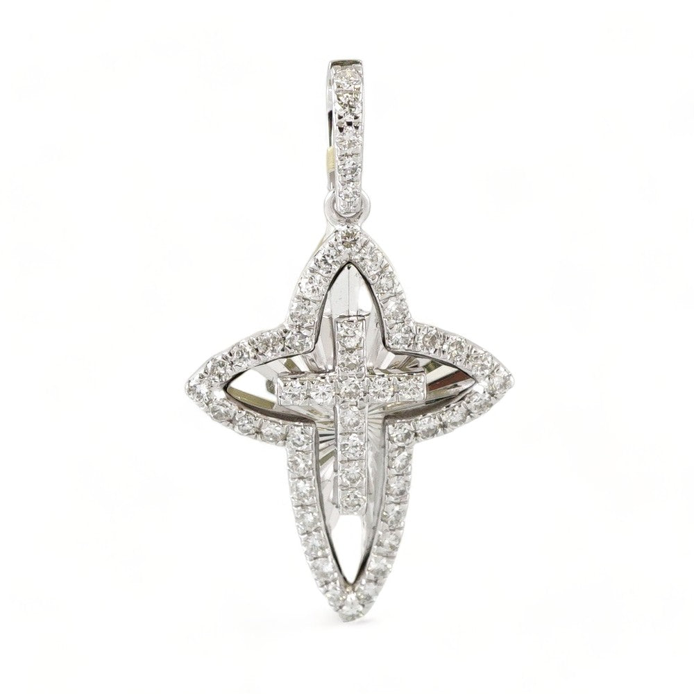 10k White Gold Diamond Cross Charm image 0
