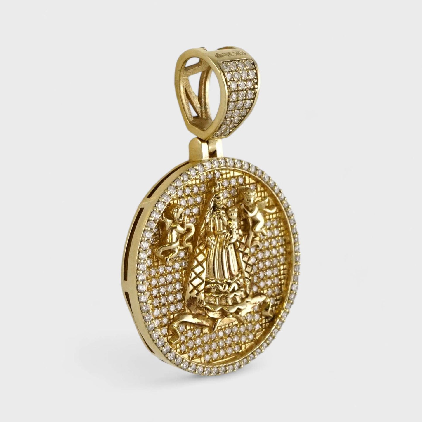10k Yellow Gold Diamond Caridad del Cobre Virgin Pendant image 1