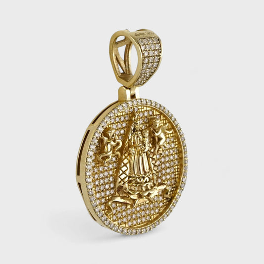 10k Yellow Gold Diamond Caridad del Cobre Virgin Pendant image 1