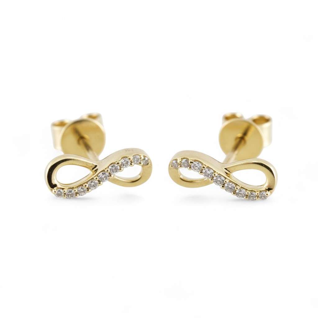 14k Yellow Gold Diamond Ribbon Studs image 0