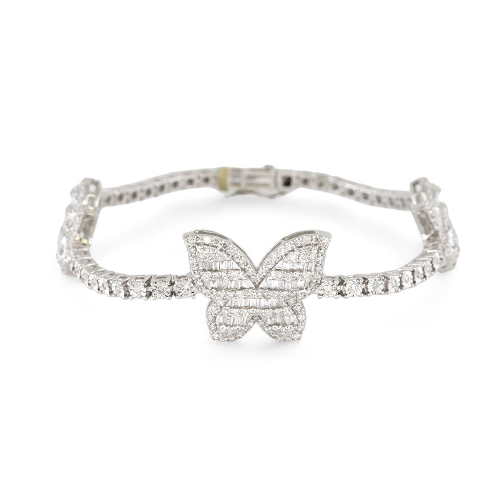 10k White Gold Diamond Butterfly Bracelet image 0