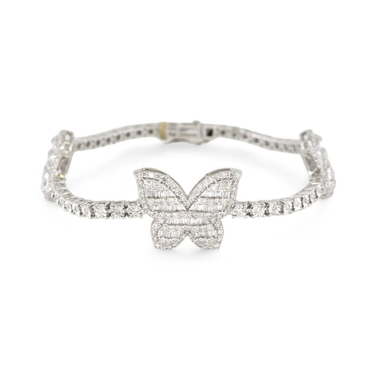 10k White Gold Diamond Butterfly Bracelet image 0