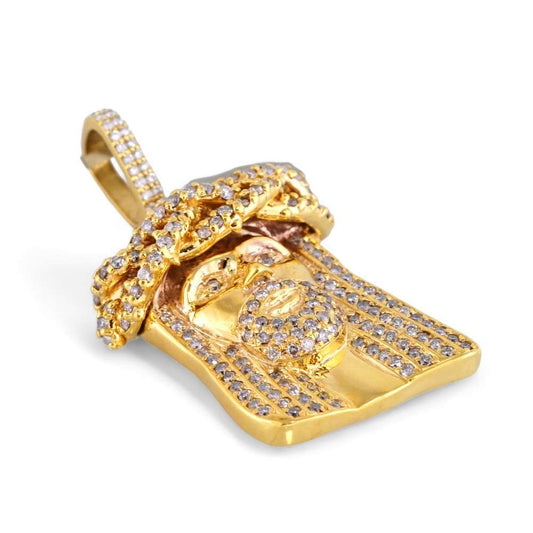 10k Yellow Gold Jesus Face Pendant image 1