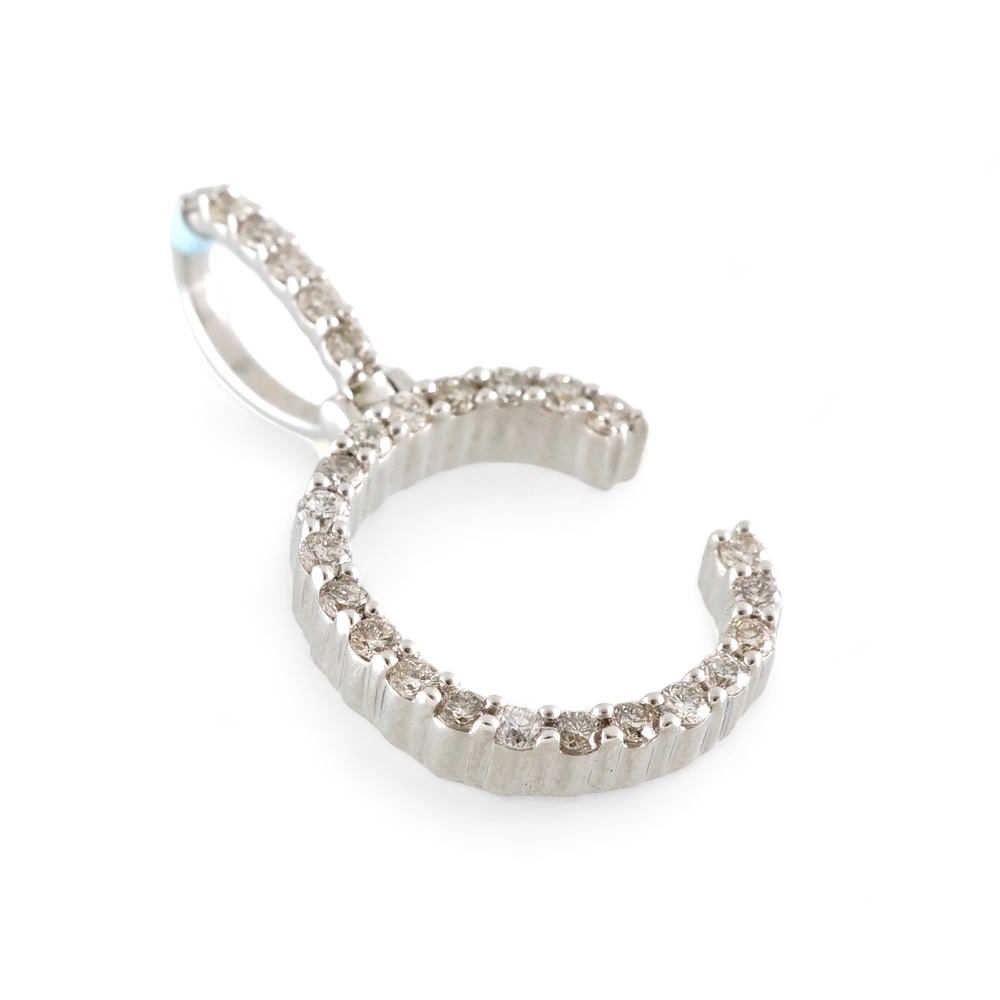 10K White Gold Diamond "C" Initial Pendant image 2