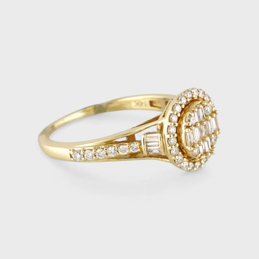 14k Yellow Gold Diamond Round Engagement Ring image 1