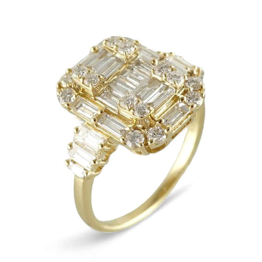 14k Yellow Gold Diamond Square Ring image 0