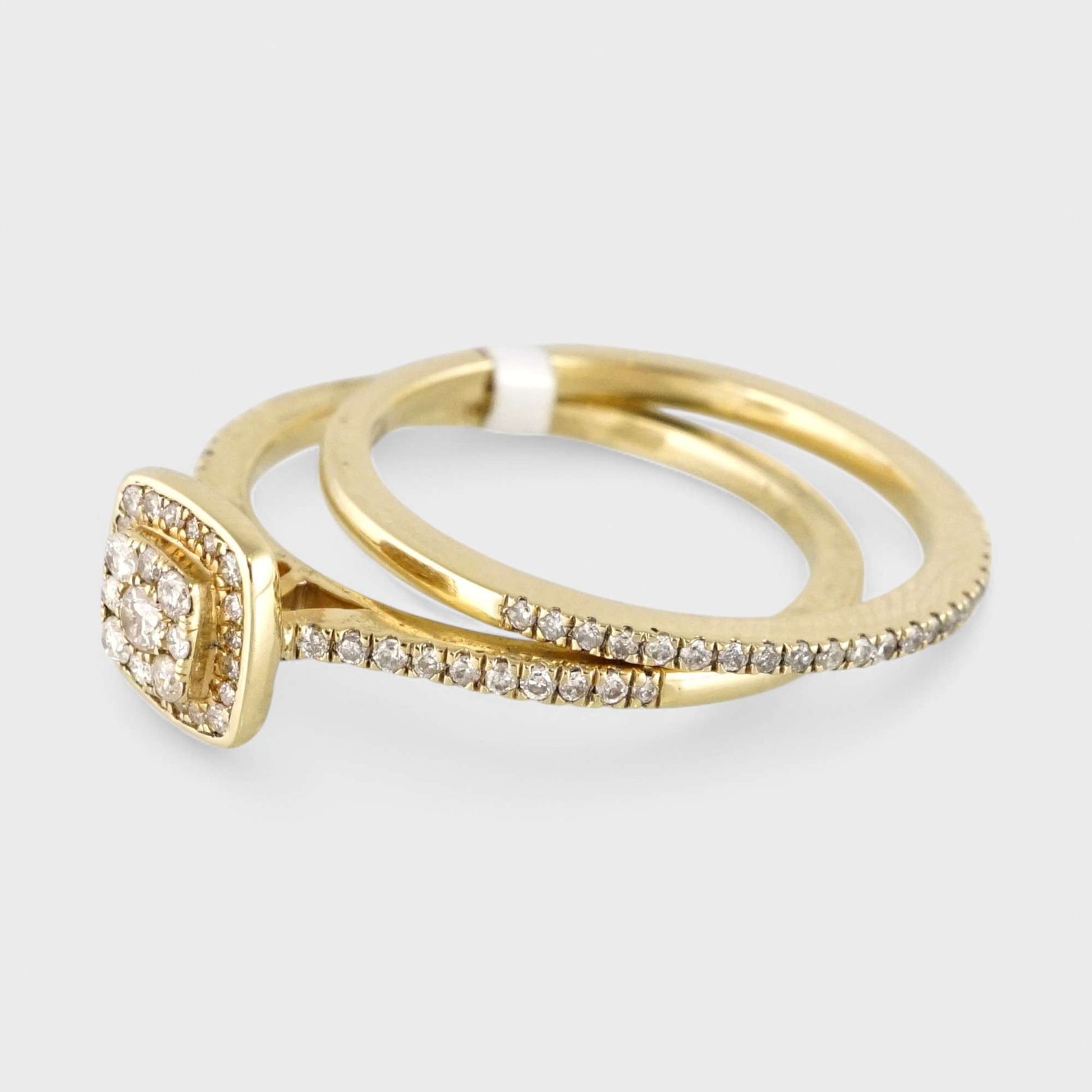 14k Yellow Gold Diamond Square Engagement Ring image 2