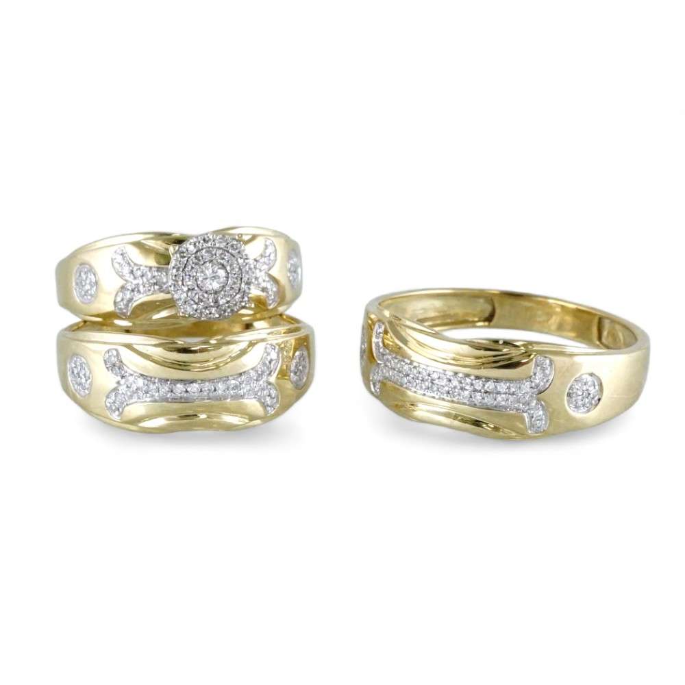 10k Yellow Gold Diamond Engagement Ring Set image 2